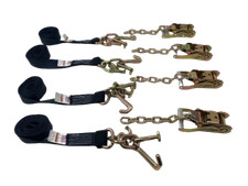 (4) | 2" x 10' RTJ Diamond Weave Straps with Chain Tail Ratchets Black DW