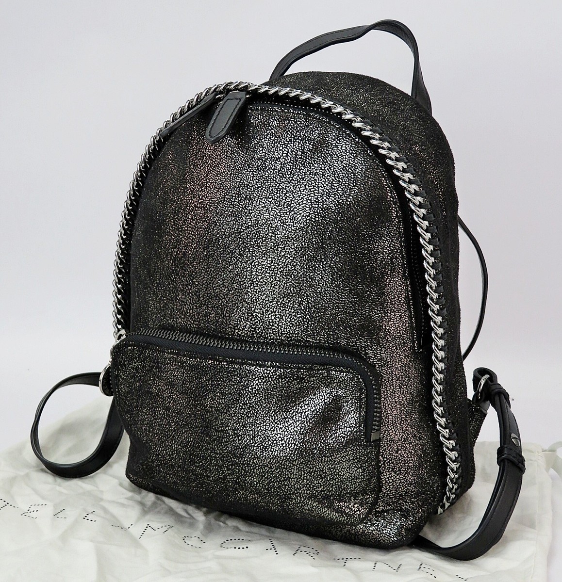 Aut STELLA McCARTNEY Falabella Black Fabric Backpack Bag Purse