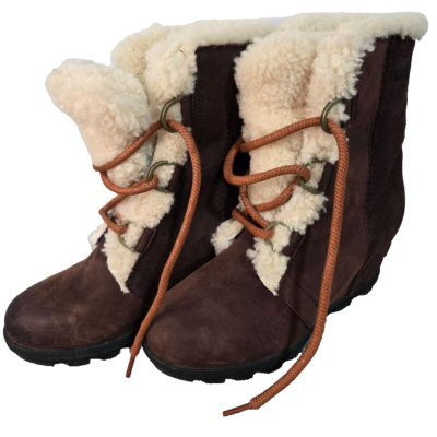 Sorel Women's Boots Size Brown Joan of Arc Wedge II Shearling Lined  Waterproof