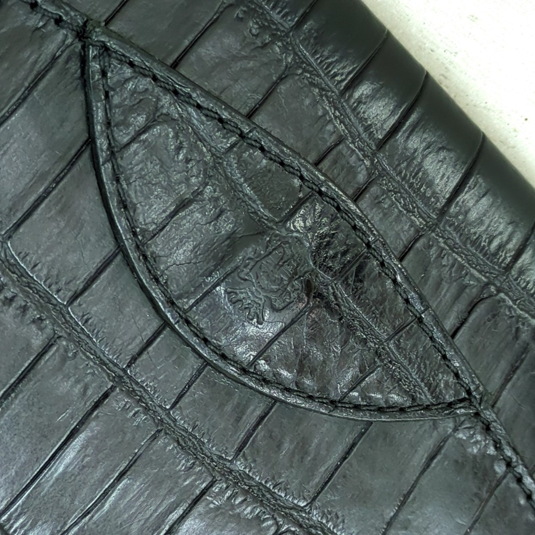 小物 made in italy Felisi black wallet Felisi Long Wallet Black Leather Embossed Made in Italy Used