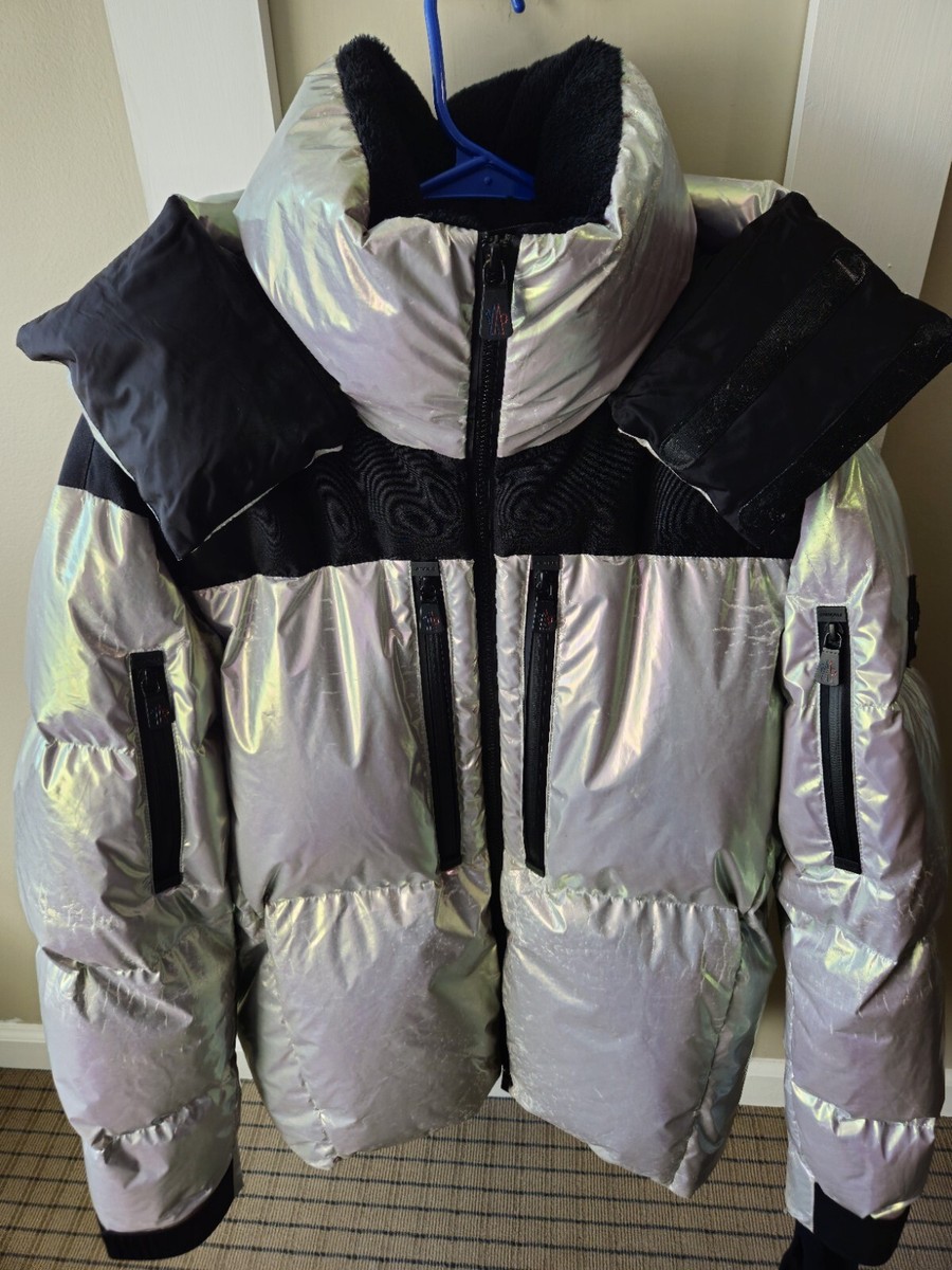 Moncler Grenoble Men's Rennaz Silver Hooded Puffer Jacket Moncler Grenoble Men's Rennaz Silver Hooded Puffer Jacket