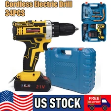 Cordless Brushed Impact Driver Hammer Drill Combo Kit with Battery & Charger