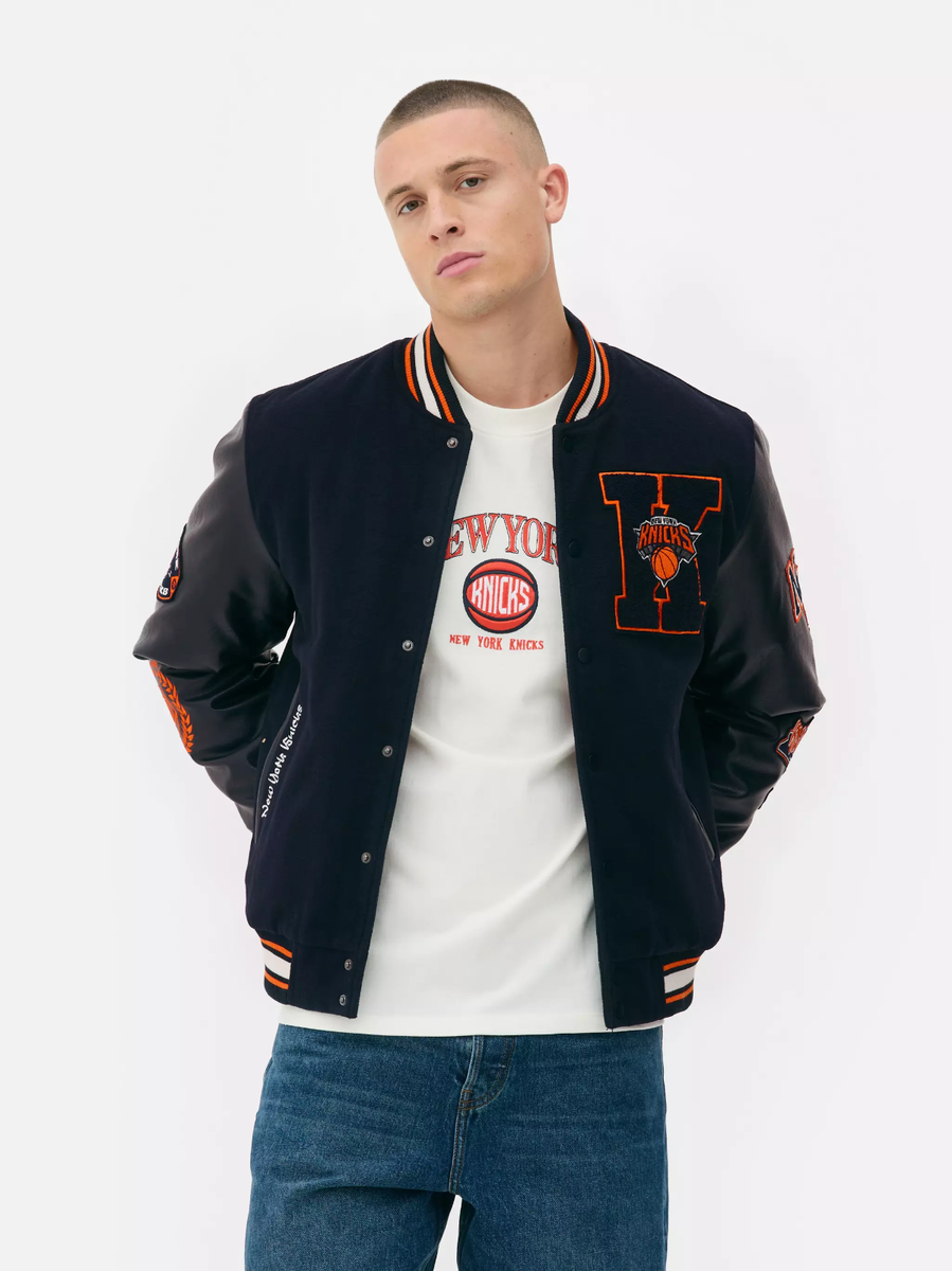 ウェア NBA NEW YORK KNICKS VARSITY JACKET PRIMARK X NBA NEW YORK KNICKS VARSITY JACKET MENS WOMENS UNISEX