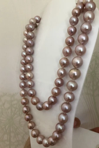 Gorgeous 11-12mm South Sea Lavender Baroque Pearl Necklace 38inch 925s - Image 3 of 3
