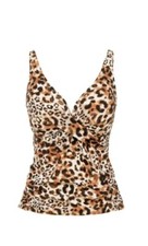 Women's Time and Tru Cheetah Print Knot Tankini Swim Top Size Small 4-6