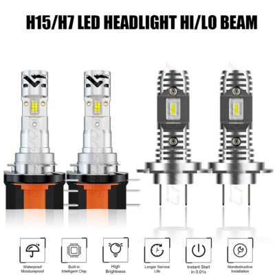 4pcs H15 H7 LED Headlight Kit High Low Beam for Alfa Romeo Stelvio 2017-2022
