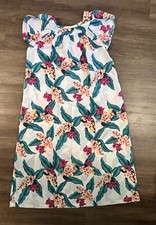HILO HATTIE Hawaii USA Women s L Flower Print Muumuu Dress Vintage Long E23
