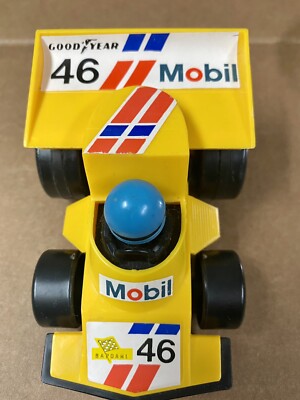 FE Esso Mobil Gas Friction Race Car Toy made in Hong Kong Goodyear #46 yellow