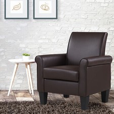 Modern Faux Leather Accent Arm Chair Uplostered Living Room Comfy Single Sofa
