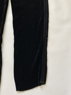 $1050 Giorgio Armani Black Velvet Pants Relaxed Straight Leg Fit