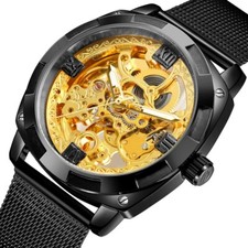 Fashion Watch Men Transparent Carved Skeleton Automatic Mechanical Watch