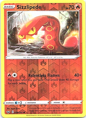Sizzlipede 038/202 Reverse Holo Pokemon Sword & Shield Light Play