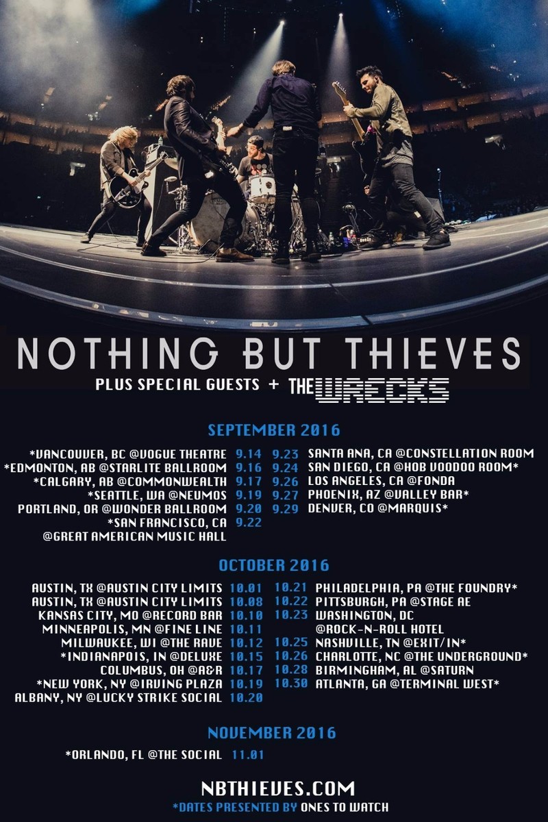 NOTHING BUT THIEVES 2016 NORTH AMERICAN CONCERT TOUR POSTER