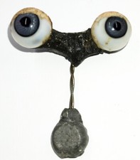 Vintage German Antique Hand Blown Rocker Glass Doll Eyes Blue About 11mm 3E-10