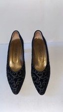 Vintage Yves Saint Laurent Pumps Heels Kitten Black Suede Womens Size 9N
