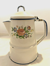 DE COLECCIÓN CINSA SALTILLO BLANCO con ESMALTE DE FLORES 6.25" CAFETERA GRANITOWARE