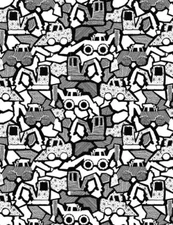 3 Yards Quilt Cotton Fabric - Dear Stella See You Later Excavator Packed White