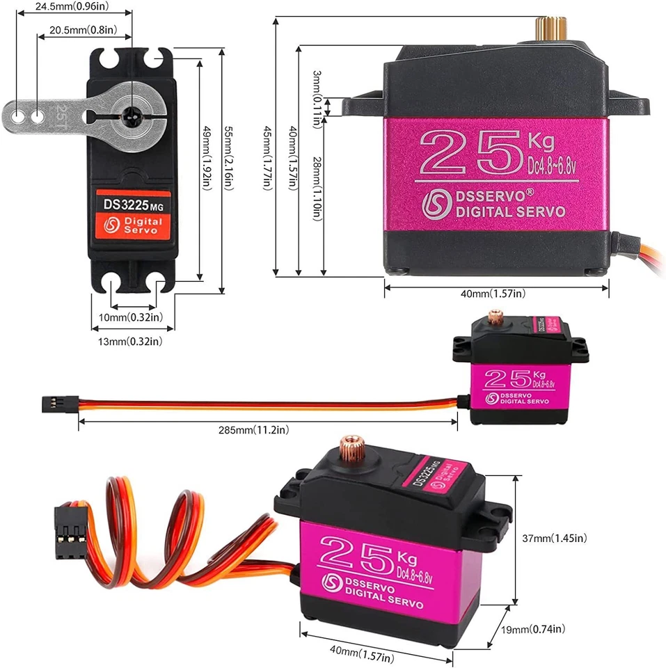 25kg Digital Servo Full Metal Gear Servoarm Mit Hohem Drehmoment Für Rc Car 180° - Bild 4 von 4