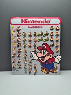 ORIGINAL NINTENDO MARIO SAMMLER PINS 50 ST. AUFSTELLER REKLAME VON 1992 UNUSED