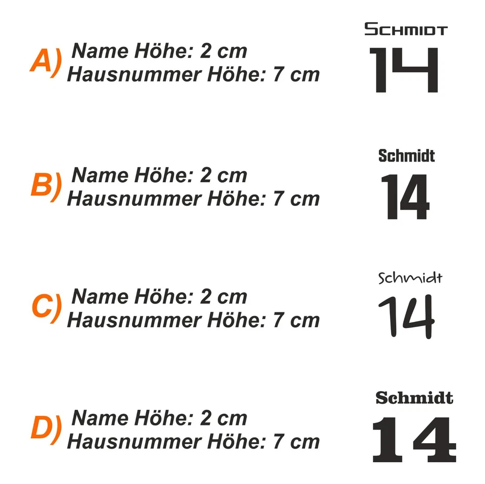 Briefkasten Aufkleber bis zu 3 Namen mit Hausnummer 2 und 7 cm Höhe N03123A - Bild 4 von 4