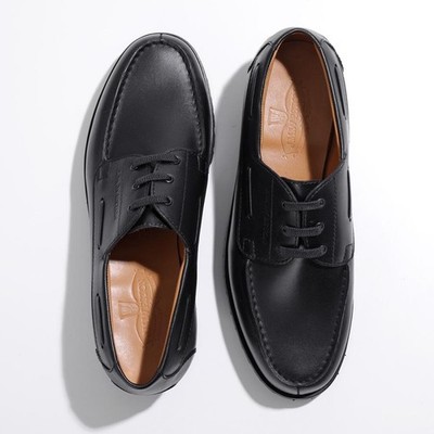 JM WESTON Men's Yachting Derby #690 Leather Shoes in Black Soft