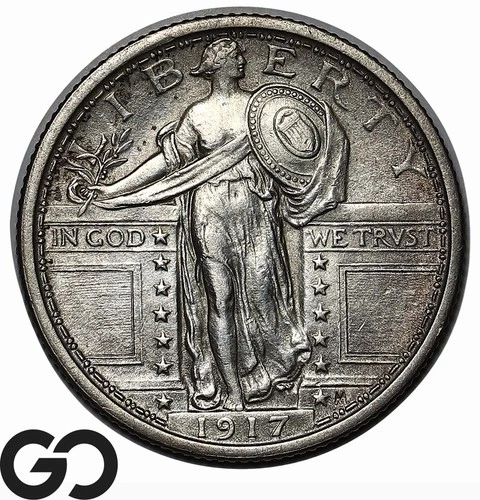 1917 Standing Liberty Quarter, Type 1 Full Head, BU++ FH