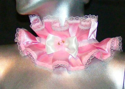 Halsrüsche Lolita Spitze Rüsche Halsband rosa