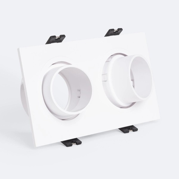 Aro Downlight Cuadrado Basculante Bajo UGR para dos Bombilla LED GU10 / GU5.3