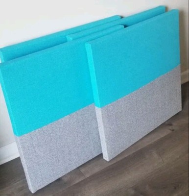 4 Sound Absorbing Acoustic Wall Panels in Grey/Aquamarine - SET of 4