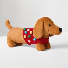 Dachshund Wiener Dog in Lights 16"w x 8.75"h Christmas Throw Pillow NEW