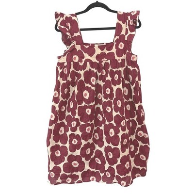 Jade By Jane Women's Dress NWT Red Cream Floral Size M USA Baby Doll Flutter