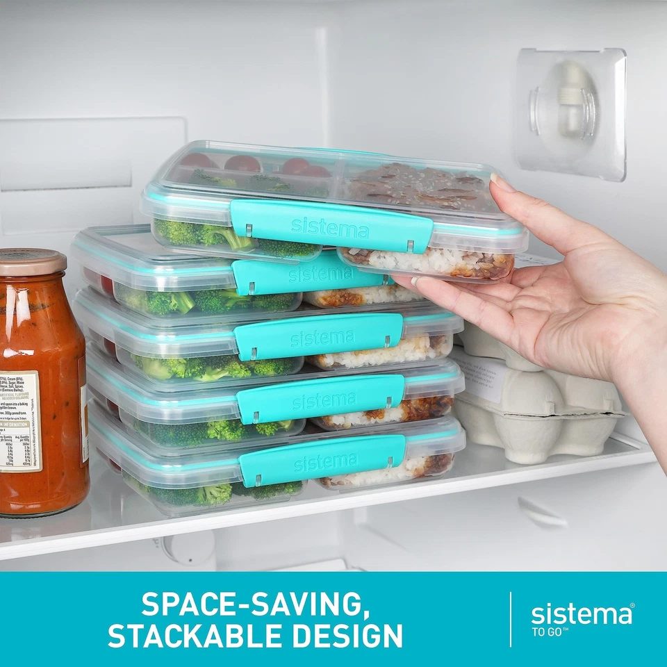 Paquete de 5 contenedores de almacenamiento de alimentos Sistema Multi Split To Go para almuerzos de preparación de comidas Foto 4 de 4