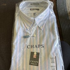 CHAPS Men's Blue, Pink And Wrinkle Free Stain Release LS Dress Shirt NWT
