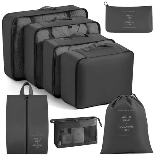 6/8PCs Travel Packing Cubes Set Waterproof Luggage Organiser Bags Clothes Pouch
