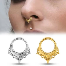 1PC Stainless Steel Nose Rings Cartilage Hoop Earrings Segment Septum Clickers