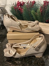 Joyfolie Lucia Y2 Rose Gold Girls Kitten Heel Shoes Metallic Ankle Strap Holiday