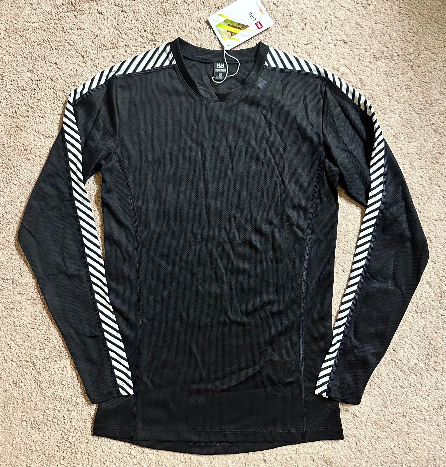 Helly Hansen HH LIFA Crew Base Layer Top Long Sleeve Women's Medium Black NEW