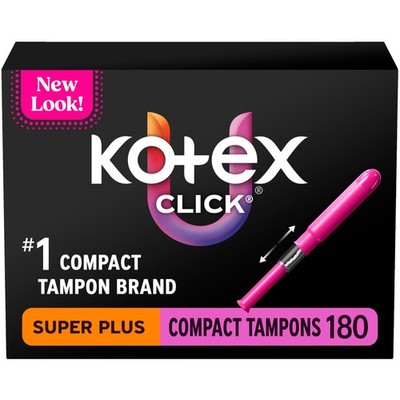 Tampons Super Plus Absorbency Unscented 192 Count 6 Pack U Kotex Click Compact