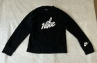 Nike Pullover Sweatshirt Youth Small YS Crew Neck Script Logo Black, Pre-owned
