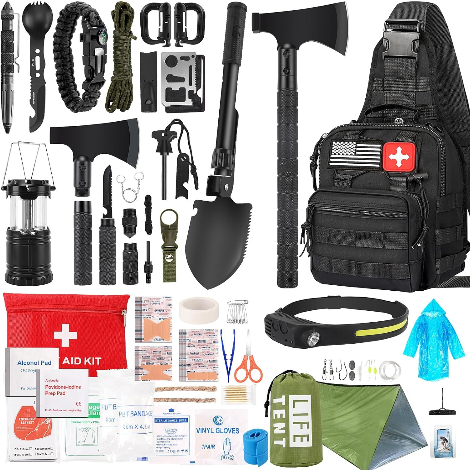 Survival Kit, 268 Pcs Emergency Survival Gear and Equipment Supplies with First