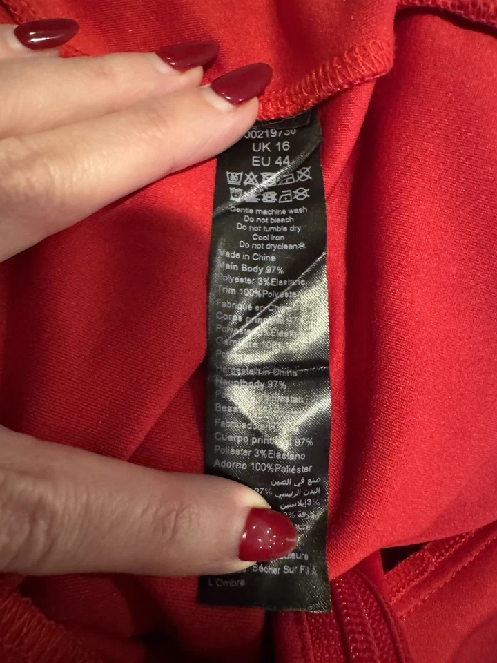 Mono para mujer Chic City rojo con cinturón y mangas transparentes - talla 16 Foto 4 de 4