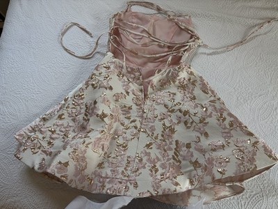 B Darlin Juniors' Lace-Up Line Floral Embroidered Jacquard A-Line Dress Sz  1/2 | eBay