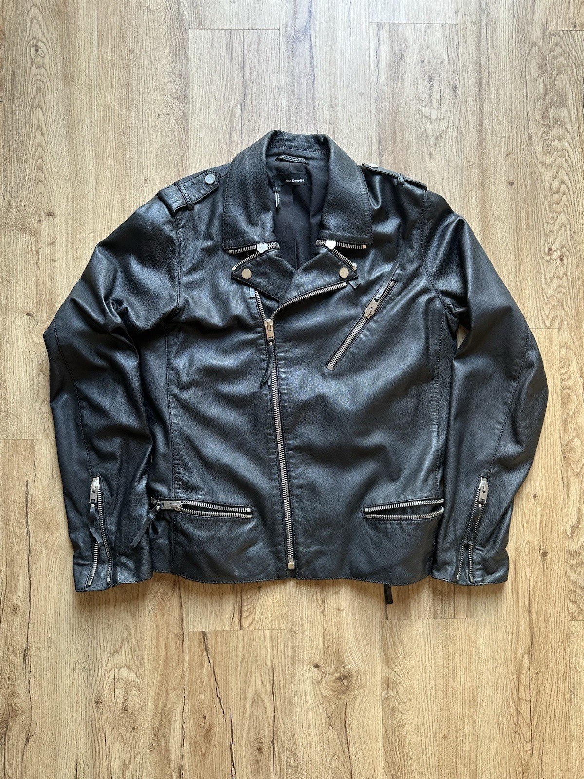 THE KOOPLES Black Lambskin Leather Moto Jacket for Men Size M Biker Style Luxury MSRP 500+