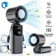 Portable Handheld Turbo Fan with Ice Cooling Rechargeable Personal Fan 100-Speed
