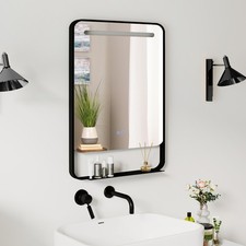 88 x 50 cm Wall-Mounted Mirror LED Bathroom Mirror with Shelf