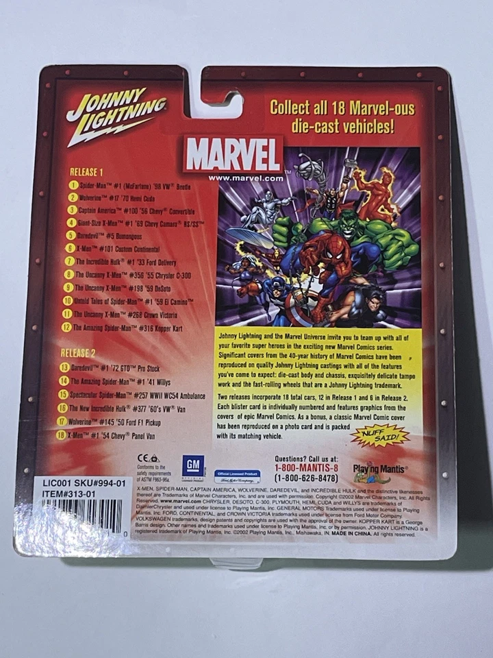 2002 Johnny Lightning INCREDIBLE HULK '33 Ford Delivery MOC C-8 Die-Cast - Image 3 of 3