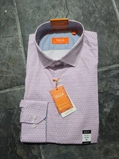 Tallia Men's Slim Geo-Link Dress Shirt Orchid large 15-15.5 34-35 M purple