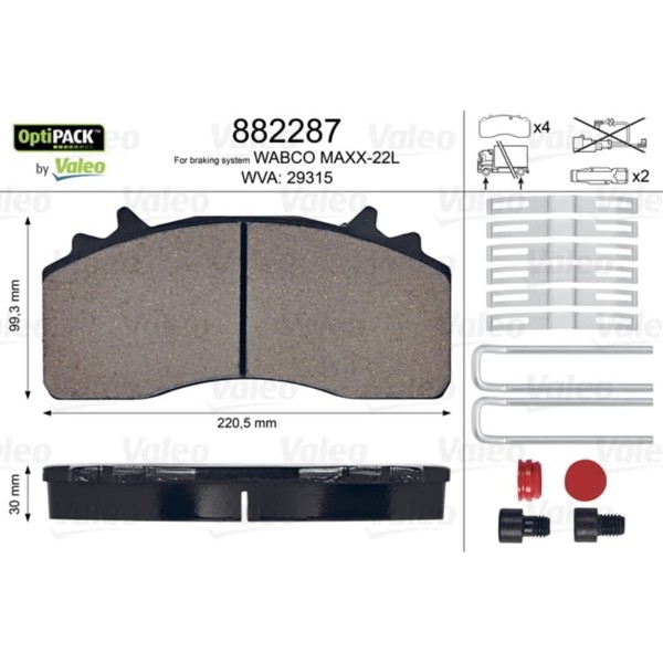 Bremsbelagsatz Scheibenbremse Valeo 882287-image