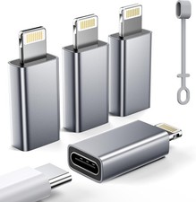 MFi Certified 27W USB C to Lightning Adapter 4 Pack - Fast 4 Pack, Gray