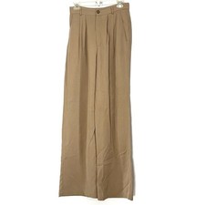 Reformation Khaki Mason Pleated Wide Leg Pants - 6